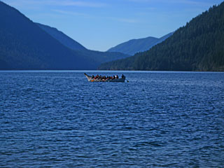 34-foot Salish-style canoe on Lake Crescent