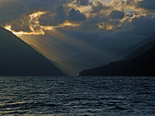 Sunbeams Seen From Lake Crescent Lodge